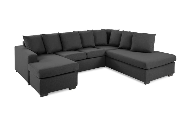Crazy 4-sits Högervänd U-formad Small Soffa med Divan och Schäslong i Tyg inkl Kuvertkuddar - Mörkgrå - Möbler - Soffa - U-soffa