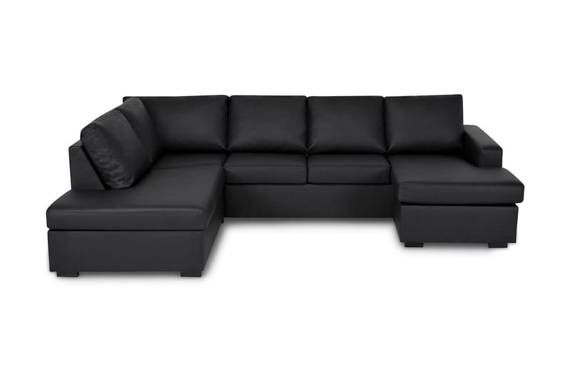 Crazy 4-sits Vänstervänd U-formad Large Soffa med Divan och Schäslong i Konstläder - Svart - Möbler - Soffa - U-soffa