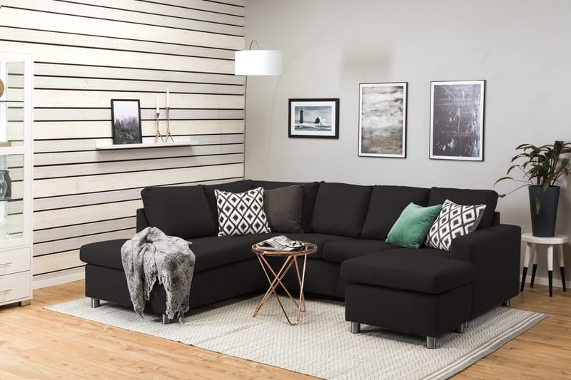 Crazy 4-sits Vänstervänd U-formad Large Soffa med Divan och Schäslong i Tyg - Antracit - Möbler - Soffa - Divansoffa & schäslongsoffa - 4 sits soffa med divan