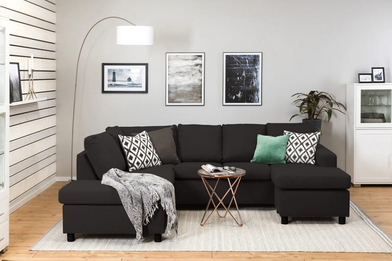 Crazy 4-sits Vänstervänd U-formad Large Soffa med Divan och Schäslong i Tyg - Antracit - Möbler - Soffa - Divansoffa & schäslongsoffa - 4 sits soffa med divan