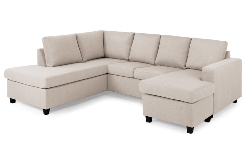 Crazy 4-sits Vänstervänd U-formad Large Soffa med Divan och Schäslong i Tyg - Beige - Möbler - Soffa - U-soffa