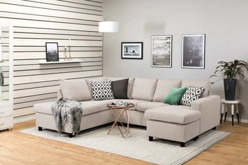 Crazy 4-sits Vänstervänd U-formad Large Soffa med Divan och Schäslong i Tyg - Beige - Möbler - Soffa - Divansoffa & schäslongsoffa - 4 sits soffa med divan