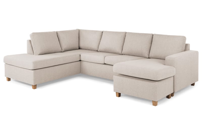 Crazy 4-sits Vänstervänd U-formad Large Soffa med Divan och Schäslong i Tyg - Beige - Möbler - Soffa - Divansoffa & schäslongsoffa - 4 sits soffa med divan