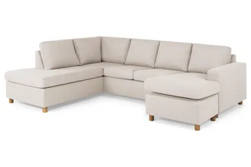 Crazy 4-sits Vänstervänd U-formad Large Soffa med Divan och Schäslong i Tyg - Beige - Möbler - Soffa - Divansoffa & schäslongsoffa - 4 sits soffa med divan