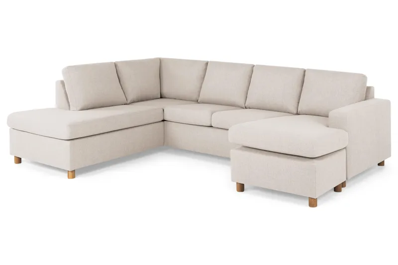 Crazy 4-sits Vänstervänd U-formad Large Soffa med Divan och Schäslong i Tyg - Beige - Möbler - Soffa - Divansoffa & schäslongsoffa - 4 sits soffa med divan