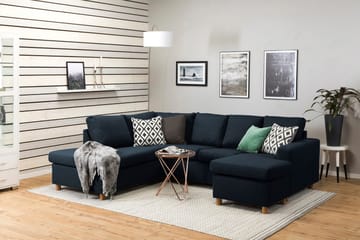 Crazy 4-sits Vänstervänd U-formad Large Soffa med Divan och Schäslong i Tyg - Blå - Möbler - Soffa - U-soffa