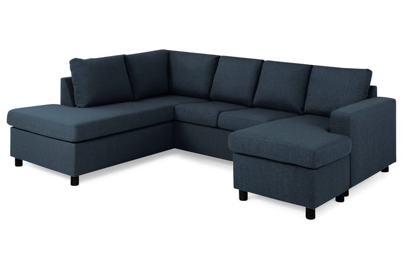 Crazy 4-sits Vänstervänd U-formad Large Soffa med Divan och Schäslong i Tyg - Blå - Möbler - Soffa - U-soffa
