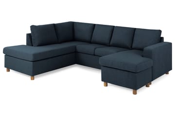 Crazy 4-sits Vänstervänd U-formad Large Soffa med Divan och Schäslong i Tyg - Blå - Möbler - Soffa - U-soffa
