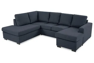 Crazy 4-sits Vänstervänd U-formad Large Soffa med Divan och Schäslong i Tyg - Blå - Möbler - Soffa - U-soffa