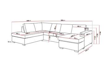 Crazy 4-sits Vänstervänd U-formad Large Soffa med Divan och Schäslong i Tyg - Brun - Möbler - Soffa - Divansoffa & schäslongsoffa - 4 sits soffa med divan