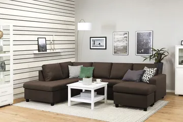 Crazy 4-sits Vänstervänd U-formad Large Soffa med Divan och Schäslong i Tyg - Brun - Möbler - Soffa - Divansoffa & schäslongsoffa - 4 sits soffa med divan