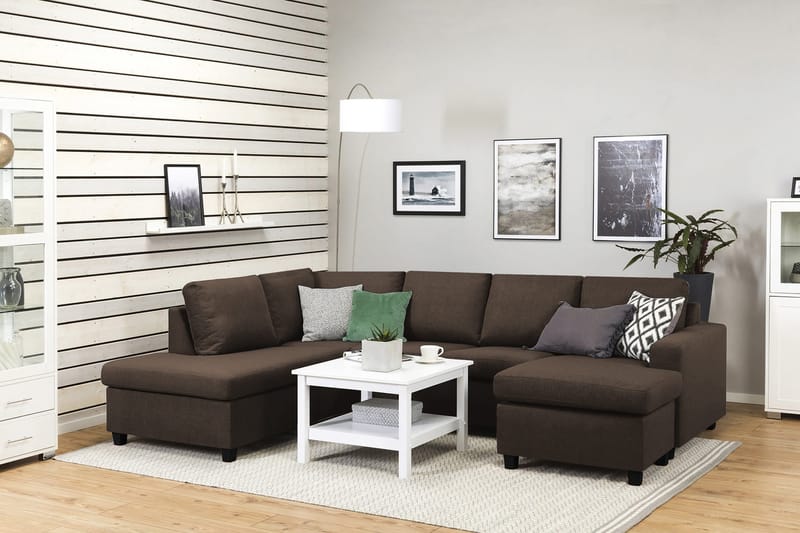 Crazy 4-sits Vänstervänd U-formad Large Soffa med Divan och Schäslong i Tyg - Brun - Möbler - Soffa - Divansoffa & schäslongsoffa - 4 sits soffa med divan