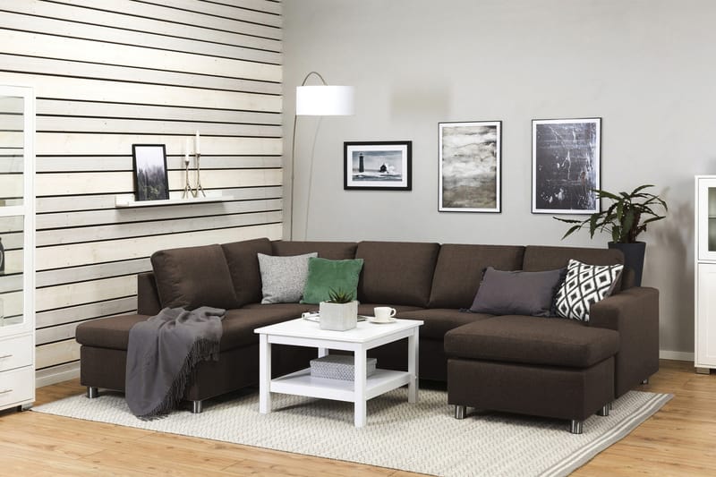 Crazy 4-sits Vänstervänd U-formad Large Soffa med Divan och Schäslong i Tyg - Brun - Möbler - Soffa - Divansoffa & schäslongsoffa - 3 sits soffa med divan