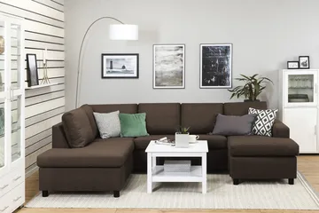 Crazy 4-sits Vänstervänd U-formad Large Soffa med Divan och Schäslong i Tyg - Brun - Möbler - Soffa - Divansoffa & schäslongsoffa - 3 sits soffa med divan