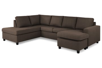 Crazy 4-sits Vänstervänd U-formad Large Soffa med Divan och Schäslong i Tyg - Brun - Möbler - Soffa - U-soffa