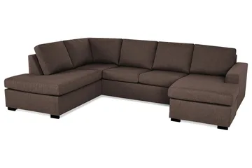 Crazy 4-sits Vänstervänd U-formad Large Soffa med Divan och Schäslong i Tyg - Brun - Möbler - Soffa - Divansoffa & schäslongsoffa - 4 sits soffa med divan