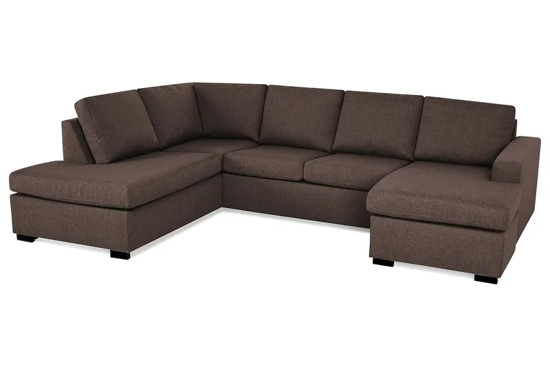 Crazy 4-sits Vänstervänd U-formad Large Soffa med Divan och Schäslong i Tyg - Brun - Möbler - Soffa - Divansoffa & schäslongsoffa - 4 sits soffa med divan