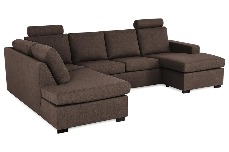 Crazy 4-sits Vänstervänd U-formad Large Soffa med Divan och Schäslong i Tyg - Brun - Möbler - Soffa - Divansoffa & schäslongsoffa - 4 sits soffa med divan