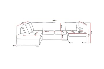 Crazy 4-sits Vänstervänd U-formad Large Soffa med Divan och Schäslong i Tyg - Brun - Möbler - Soffa - Divansoffa & schäslongsoffa - 4 sits soffa med divan