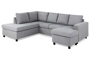Crazy 4-sits Vänstervänd U-formad Large Soffa med Divan och Schäslong i Tyg - Grå - Möbler - Soffa - U-soffa
