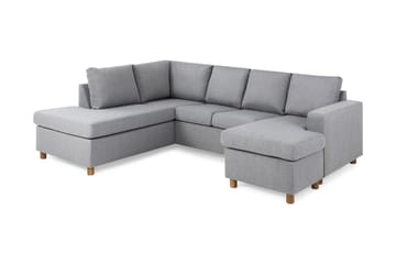 Crazy 4-sits Vänstervänd U-formad Large Soffa med Divan och Schäslong i Tyg - Grå - Möbler - Soffa - U-soffa