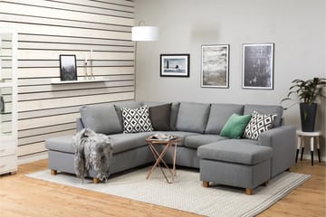 Crazy 4-sits Vänstervänd U-formad Large Soffa med Divan och Schäslong i Tyg - Grå - Möbler - Soffa - U-soffa