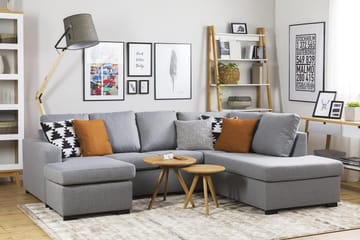 Crazy 4-sits Vänstervänd U-formad Large Soffa med Divan och Schäslong i Tyg - Grå - Möbler - Soffa - U-soffa