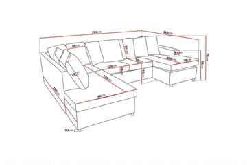Crazy 4-sits Vänstervänd U-formad Large Soffa med Divan och Schäslong i Tyg inkl Kuvertkuddar - Antracit - Möbler - Soffa - U-soffa