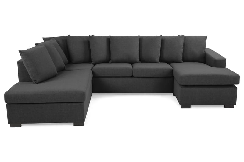 Crazy 4-sits Vänstervänd U-formad Large Soffa med Divan och Schäslong i Tyg inkl Kuvertkuddar - Mörkgrå - Möbler - Soffa - U-soffa