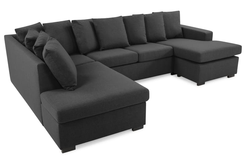 Crazy 4-sits Vänstervänd U-formad Large Soffa med Divan och Schäslong i Tyg inkl Kuvertkuddar - Mörkgrå - Möbler - Soffa - U-soffa
