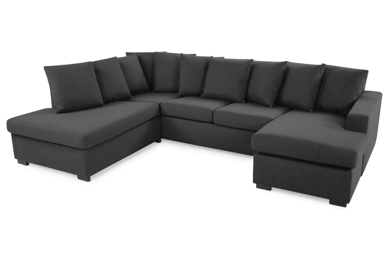 Crazy 4-sits Vänstervänd U-formad Large Soffa med Divan och Schäslong i Tyg inkl Kuvertkuddar - Mörkgrå - Möbler - Soffa - U-soffa