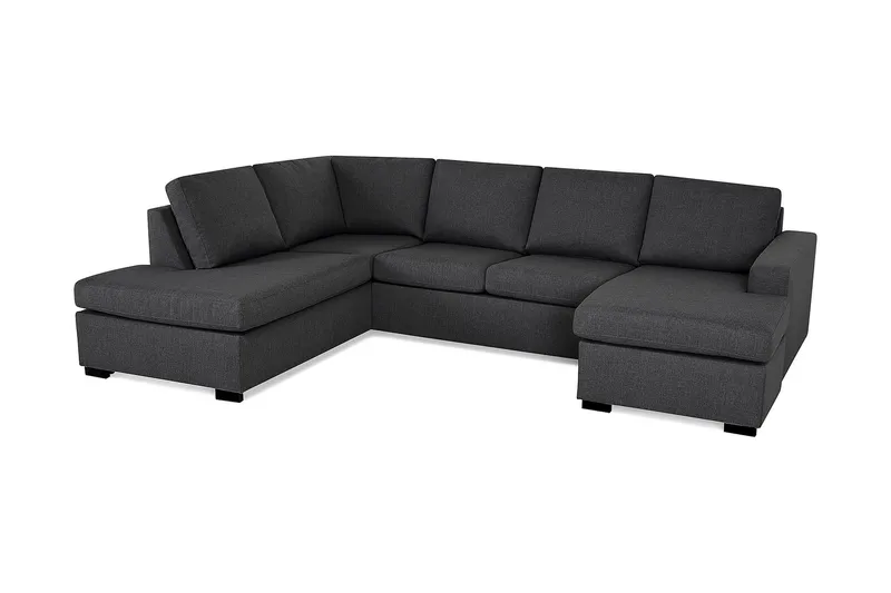 Crazy 4-sits Vänstervänd U-formad Large Soffa med Divan och Schäslong i Tyg - Mörkgrå - Möbler - Soffa - Divansoffa & schäslongsoffa - 4 sits soffa med divan