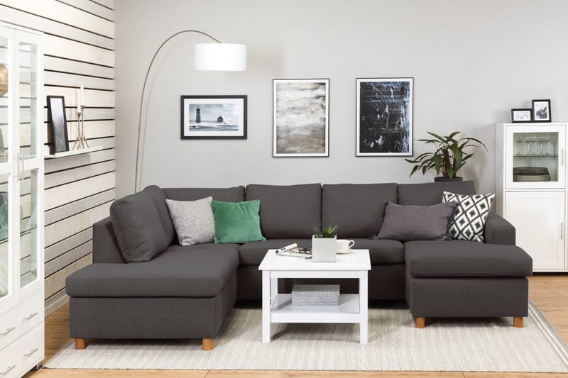 Crazy 4-sits Vänstervänd U-formad Large Soffa med Divan och Schäslong i Tyg - Mörkgrå - Möbler - Soffa - Divansoffa & schäslongsoffa - 4 sits soffa med divan