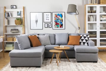 Crazy 4-sits Vänstervänd U-formad Small Soffa med Divan och Schäslong i Tyg inkl Kuvertkuddar - Grå - Möbler - Soffa - U-soffa