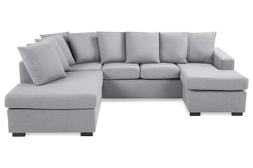 Crazy 4-sits Vänstervänd U-formad Small Soffa med Divan och Schäslong i Tyg inkl Kuvertkuddar - Grå - Möbler - Soffa - U-soffa