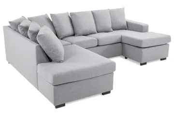 Crazy 4-sits Vänstervänd U-formad Small Soffa med Divan och Schäslong i Tyg inkl Kuvertkuddar - Grå - Möbler - Soffa - U-soffa