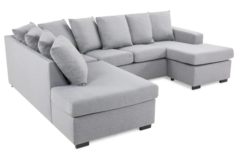 Crazy 4-sits Vänstervänd U-formad Small Soffa med Divan och Schäslong i Tyg inkl Kuvertkuddar - Grå - Möbler - Soffa - U-soffa