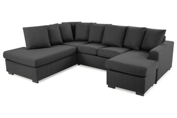 Crazy 4-sits Vänstervänd U-formad Small Soffa med Divan och Schäslong i Tyg inkl Kuvertkuddar - Mörkgrå - Möbler - Soffa - U-soffa