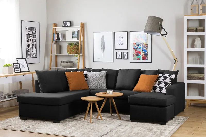 Crazy 4-sits Vänstervänd U-formad Small Soffa med Divan och Schäslong i Tyg inkl Kuvertkuddar - Mörkgrå - Möbler - Soffa - U-soffa