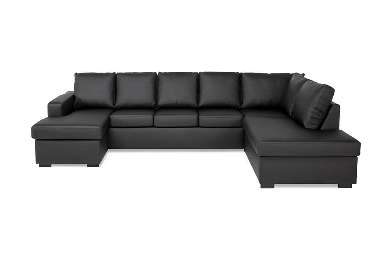 Crazy 5-sits Högervänd U-formad X-Large Soffa med Divan och Schäslong i Konstläder - Svart - Möbler - Soffa - U-soffa