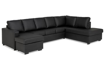 Crazy 5-sits Högervänd U-formad X-Large Soffa med Divan och Schäslong i Konstläder - Svart - Möbler - Soffa - U-soffa