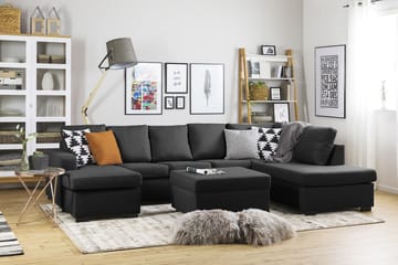 Crazy 5-sits Högervänd U-formad X-Large Soffa med Divan och Schäslong i Tyg - Antracit - Möbler - Soffa - U-soffa