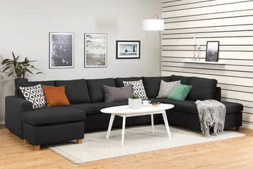 Crazy 5-sits Högervänd U-formad X-Large Soffa med Divan och Schäslong i Tyg - Antracit - Möbler - Soffa - U-soffa