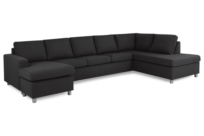 Crazy 5-sits Högervänd U-formad X-Large Soffa med Divan och Schäslong i Tyg - Antracit - Möbler - Soffa - U-soffa