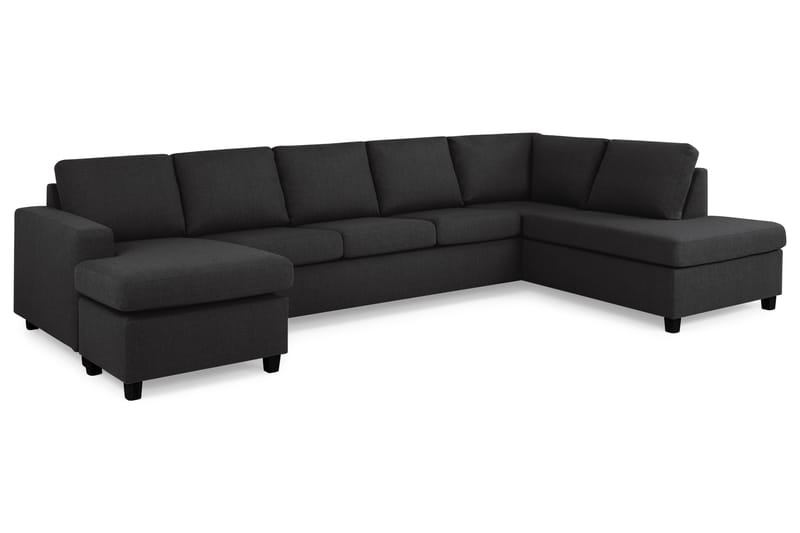 Crazy 5-sits Högervänd U-formad X-Large Soffa med Divan och Schäslong i Tyg - Antracit - Möbler - Soffa - U-soffa