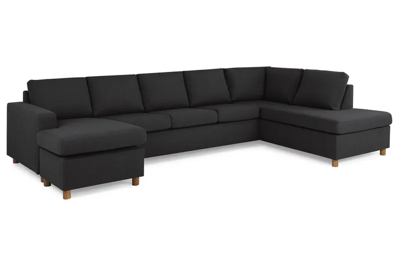 Crazy 5-sits Högervänd U-formad X-Large Soffa med Divan och Schäslong i Tyg - Antracit - Möbler - Soffa - U-soffa