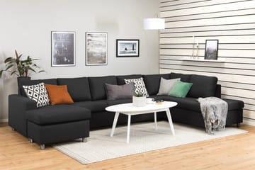 Crazy 5-sits Högervänd U-formad X-Large Soffa med Divan och Schäslong i Tyg - Antracit - Möbler - Soffa - U-soffa