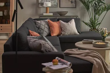 Crazy 5-sits Högervänd U-formad X-Large Soffa med Divan och Schäslong i Tyg - Antracit - Möbler - Soffa - U-soffa