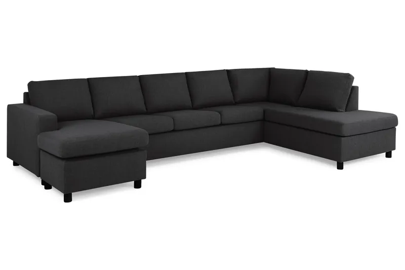 Crazy 5-sits Högervänd U-formad X-Large Soffa med Divan och Schäslong i Tyg - Antracit - Möbler - Soffa - U-soffa
