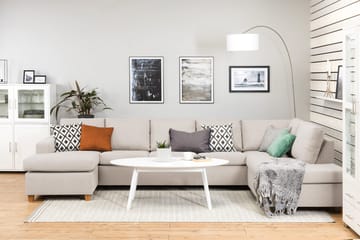 Crazy 5-sits Högervänd U-formad X-Large Soffa med Divan och Schäslong i Tyg - Beige - Möbler - Soffa - U-soffa